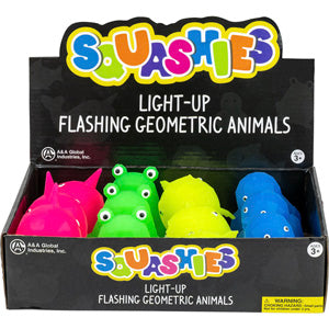 Light-Up Flashing Geometric Animals 3in-4in Asst (12pcs)