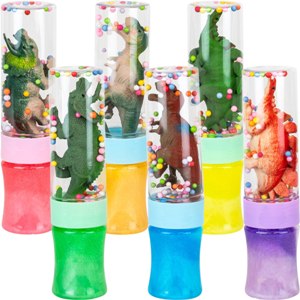 Crystal Mud Slime with Dinosaur Figure & Beads 8.5in (6pcs)