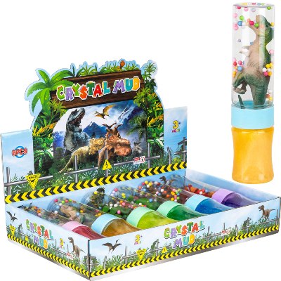 Crystal Mud Slime with Dinosaur Figure & Beads 8.5in (6pcs)