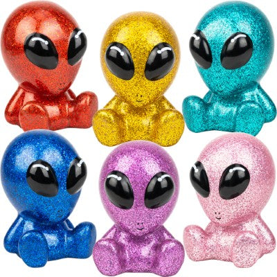 Glitter Sitting Aliens 6in (12pcs)