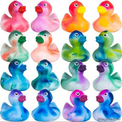 Rubber Marble Color Ducks 2in (50pcs)