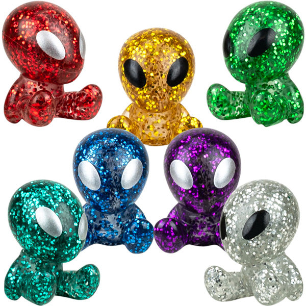 Sitting Glitter Alien Figures Bulk (100pcs)