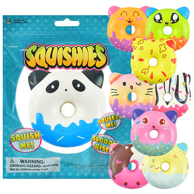 Squishy Bagged Colorful 4.75in Donut Animals (12 pcs)