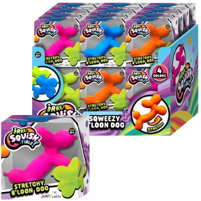 Squishy Stretchy Balloon Dog 4in Asst (24pcs)
