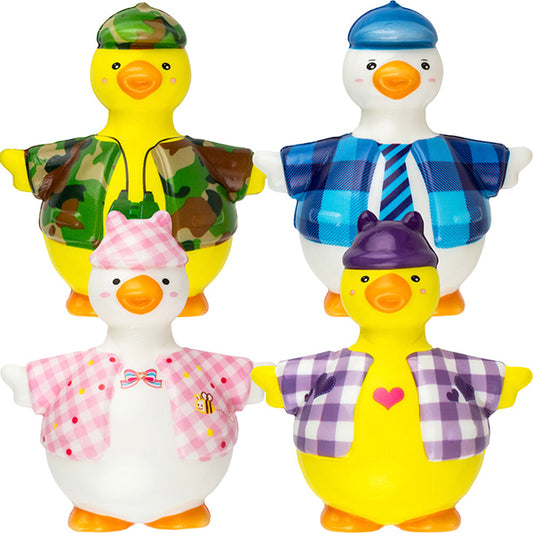 Squishy Duck in Clothes 4in Asst (12pcs)