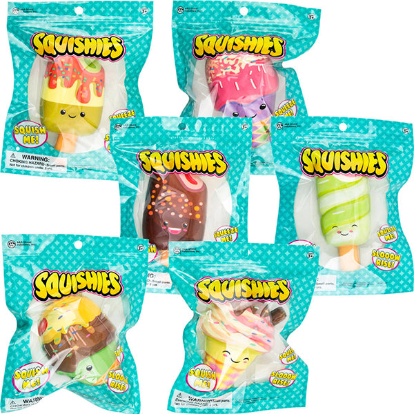 Squishy Bagged Ice Cream and Popsicle 4.5in Asst (12pcs)