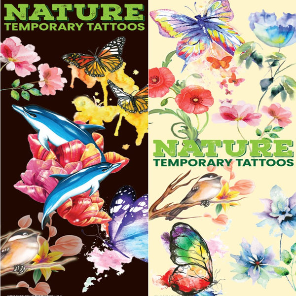 front and back display card for nature watercolor tattoos