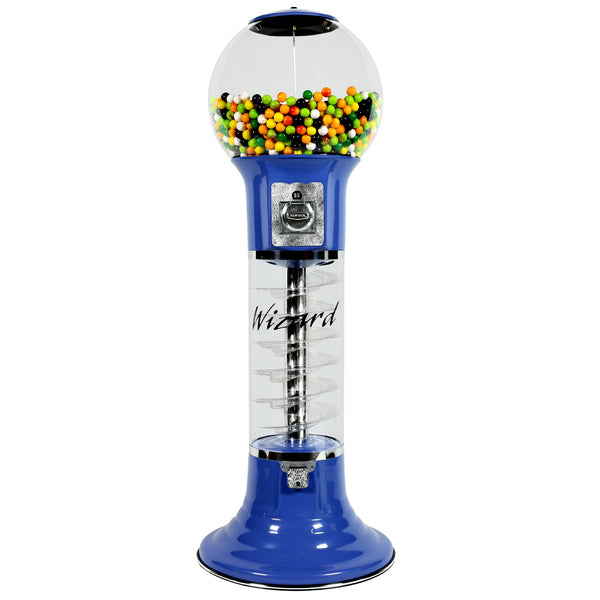 5' tall Wizard spiral gumball machine in the color blue