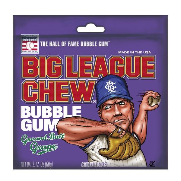 Grape flavored Big League Chew in purple packing