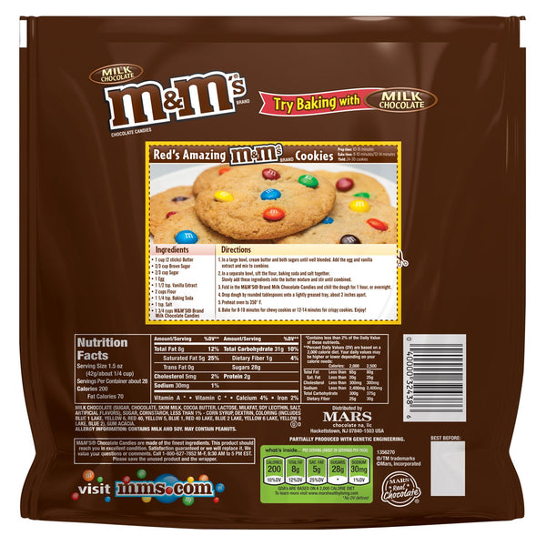 Back view of Milk Chocolate M&Ms Party Size bag
