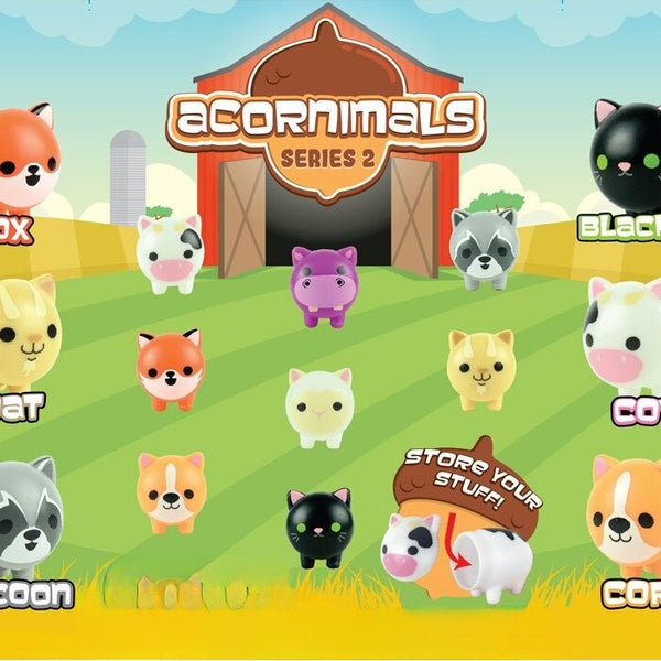 Cropped view of front side display card for Acornimals Series 2 toys