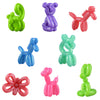 Balloon party animals displayed in green, purple, magenta, blue, teal, red, pink and lime