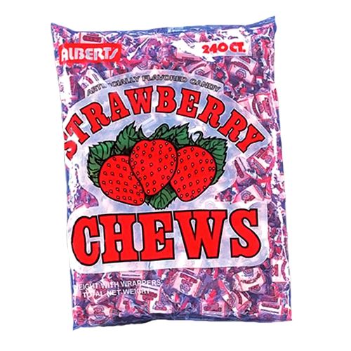 240 ct bag of Albert's Strawberry flavored chew candies