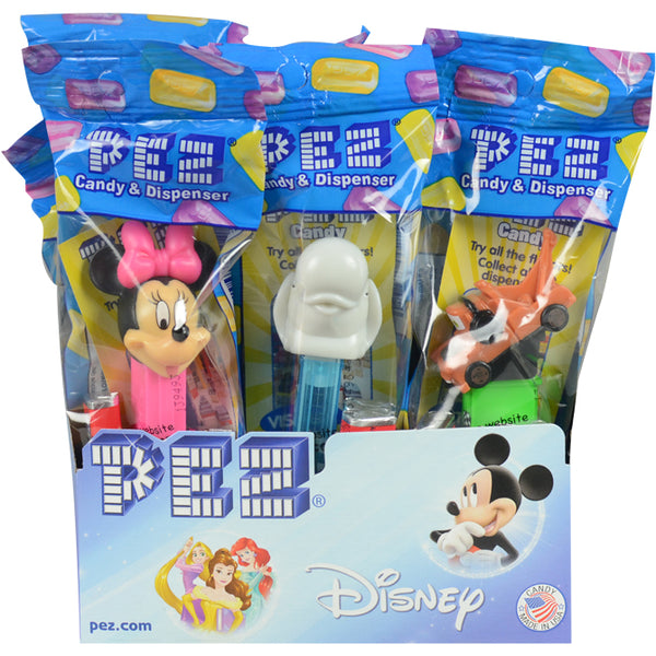 Disney themed PEZ candy dispensers with product display front side