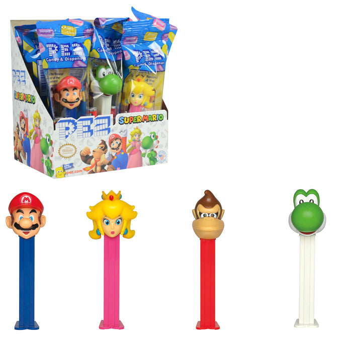 nintendo super mario pez candy dispensers 144 count  yoshi peach donkey kong