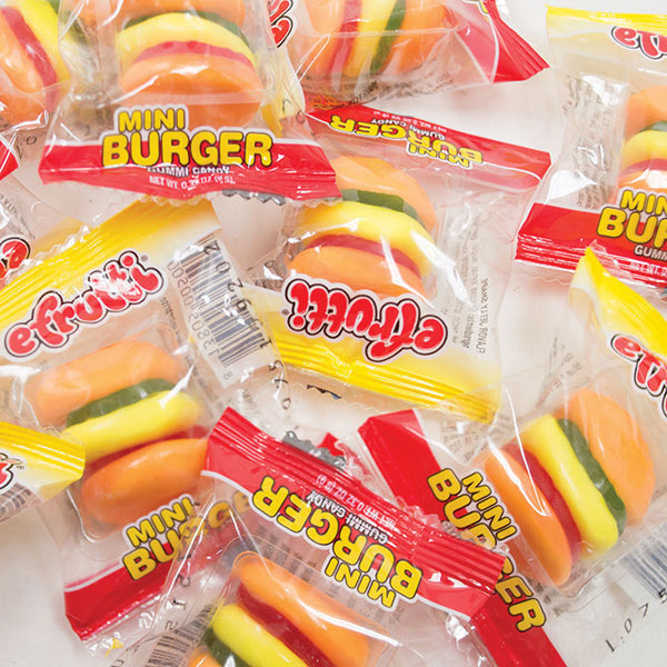 Multiple packages of efrutti Mini Burger Gummi Candy