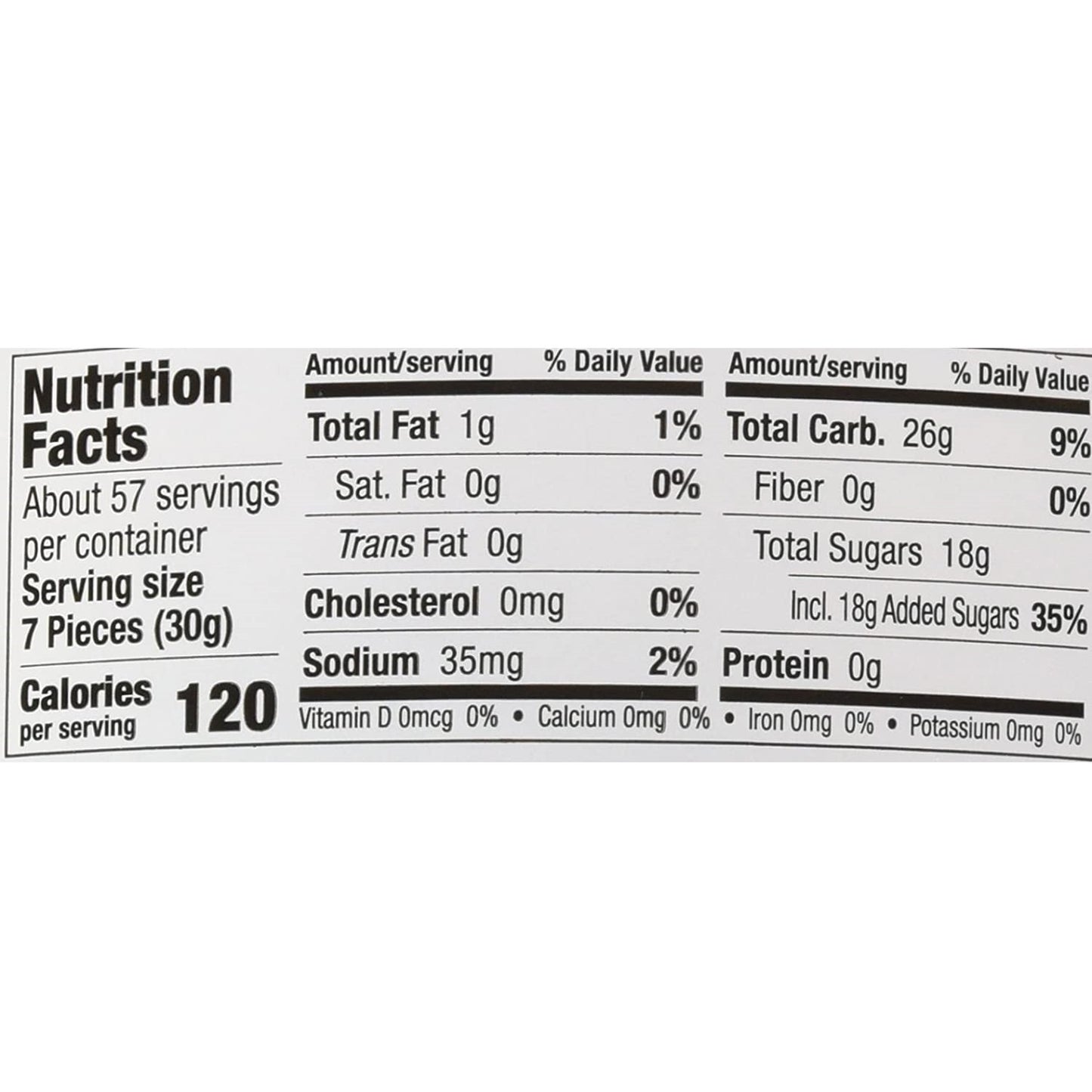 Now and Later candies nutrition information
