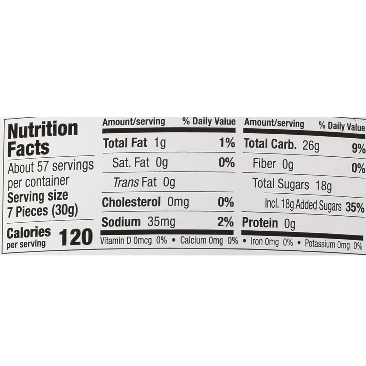 Now and Later candies nutrition information