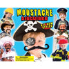 Front view of the Moustache Disguises display card with powder blue background