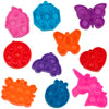 Close up view of Fidget Poppers toys in pink, blue, purple, orange, and red