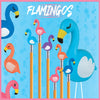Blue colored display card for flamingo pencil toppers