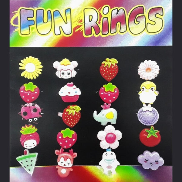 Colorful display card for fun rings 