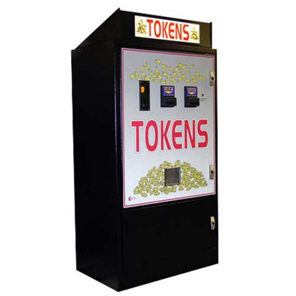 MC920-DA Standard Dual Bill Change Machine Product image Front View Token Graphic with backlit sign box