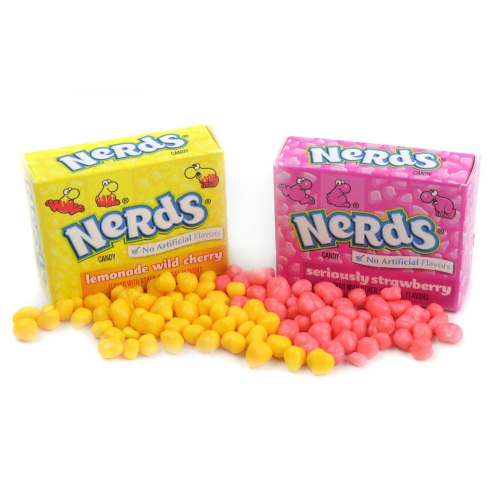 Close up of Nerds lemonade wild cherry and seriously strawberry candies