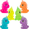 Close up view of Neon Sitting Unicorns in pink, yellow, lime green, orange, powder blue and light purple colors, light green, orange, blue and purple.