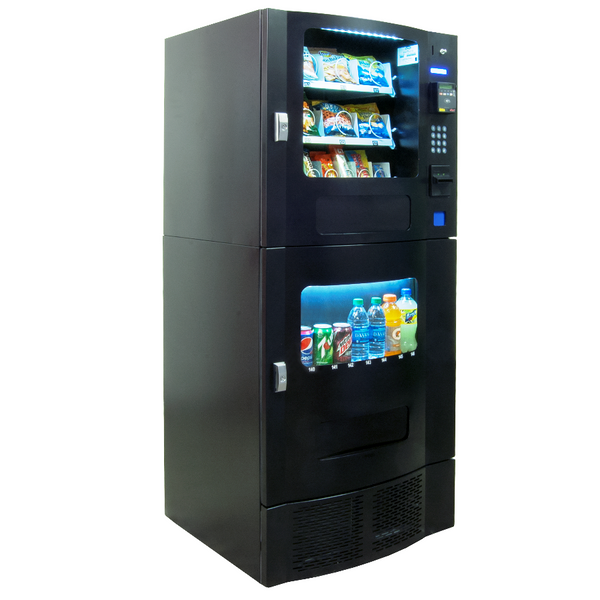 Left view of black Seaga SM23 combo vending machine