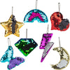 Sequin Danglers in butterfly, rainbow, heart, hexagon, star, and lightning bolt.