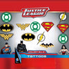 Red display card for DC Comic logo tattoos