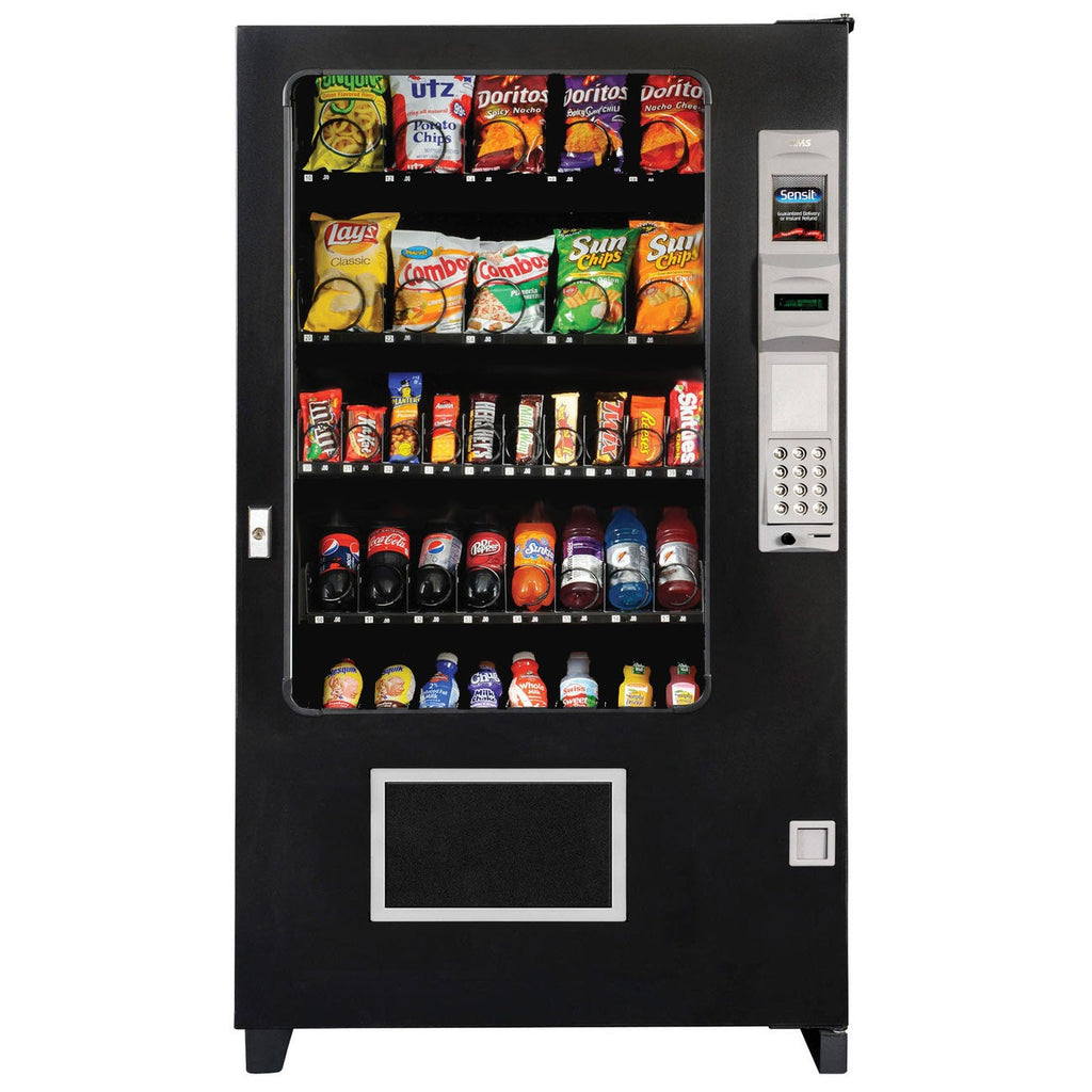 Front view of AMS 39 Drink and Snack Combo Vending Machine in black color