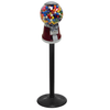 Big bubble gumball vending machine in maroon color on stand