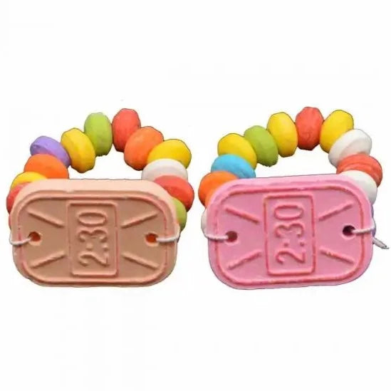 Close up view of edible candy watches