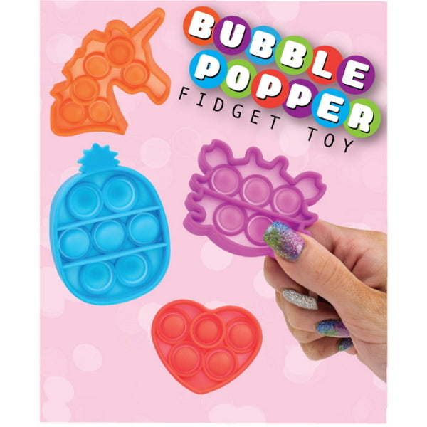 Pink version of Fidget Poppers display card. Available in six bright colors: pink, orange, green, red, purple, and blue