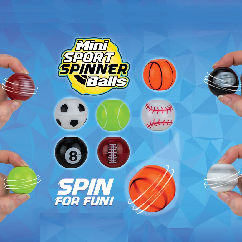 Blue display card for mini sport spinner balls