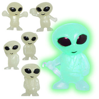 Glow-in-the-Dark Mini Aliens Figurines Bulk (100 per bag)