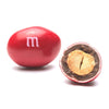 Close up and inside view of red Peanut M&M