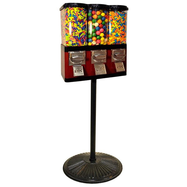 Triple Pod Candy Gumball Machine on Retro Stand