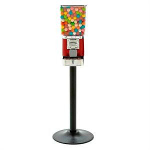 Titan gumball & candy machine with square shaped globe & cash box on stand
