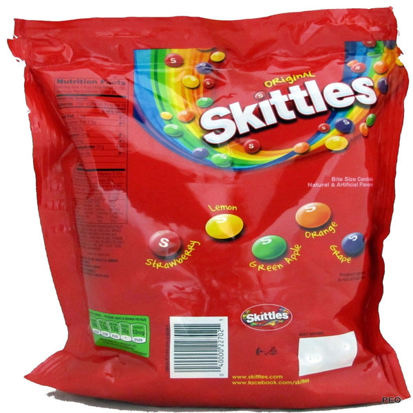 Skittles Fruit Flavor Rainbow Candy, Party Size 54 ounces back of bag