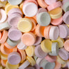 Close up view of smarties candy that was unwrapped