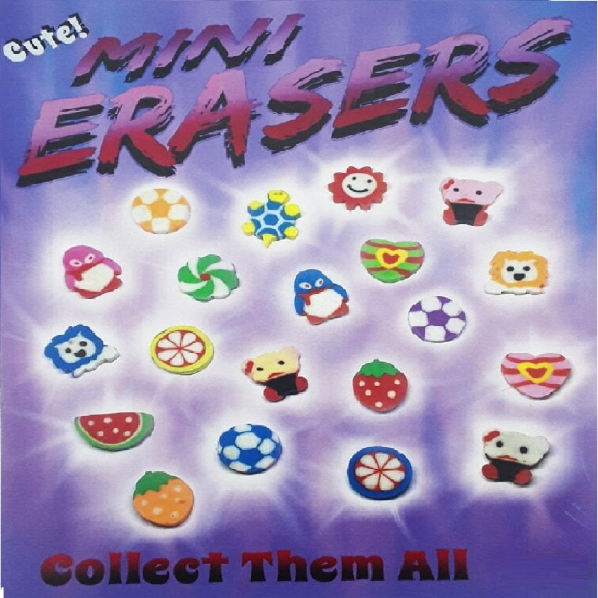 purple display card for mini erasers