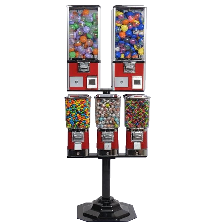 Titan 5-head bulk vending machine combo in color red