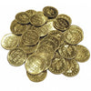 Pile of "No Cash Value" vending tokens in brass finish