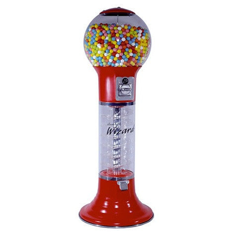 5 foot tall Wizard Spiral gumball machine in color red