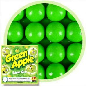 1 inch Green Apple flavor bubble gum balls by Zed